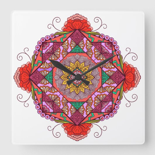 Flores como el Cosme スクエア壁時計 (正面)