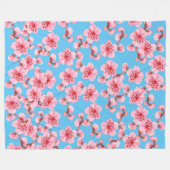Flores de cerezo floreciendo フリースブランケット (正面(横))