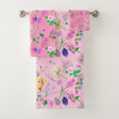 Flores del campo sobre rosa バスタオルセット (インサイチュ)