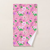Flores del campo sobre rosa バスタオルセット (ハンドタオル)