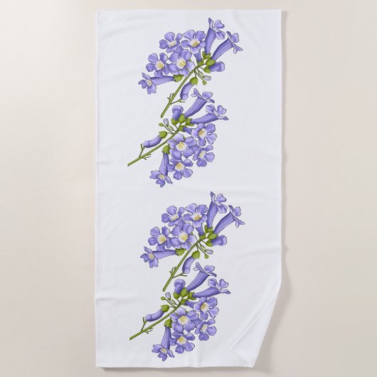 Flores do Brasil jacaranda ビーチタオル (正面)