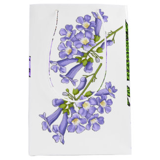 Flores do Brasil jacaranda ミディアムペーパーバッグ