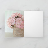 Flores geranio rosa en bote de cristal con encaje カード (内部)