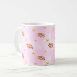 Flores Silvestres Fondo Rosa Elegante Personalizar コーヒーマグカップ