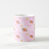 Flores Silvestres Fondo Rosa Elegante Personalizar コーヒーマグカップ (中央)