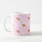 Flores Silvestres Fondo Rosa Elegante Personalizar コーヒーマグカップ (左)