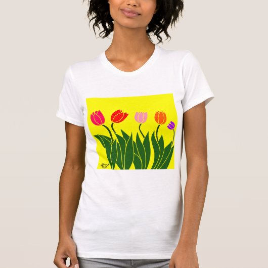 flores tulipas coloridas tシャツ (正面)