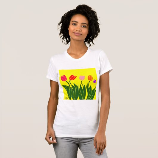 flores tulipas coloridas tシャツ (正面フル)