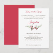 Flores y Ramas Rojas para Quinceañera インビテーションポストカード (正面/裏面)