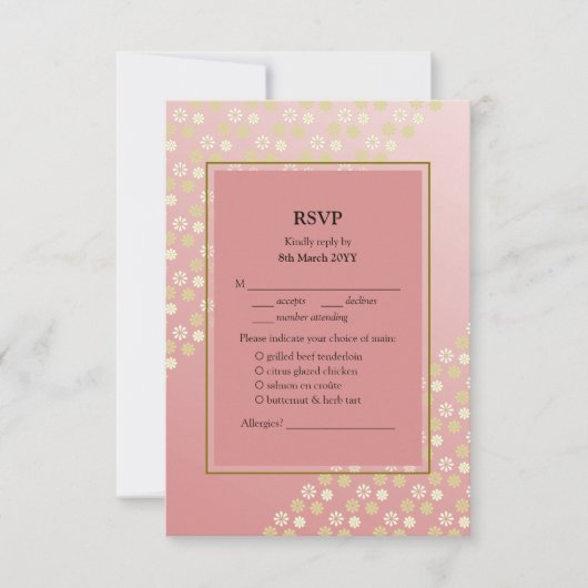 Florescent Dream Wedding RSVP with Menu Options (正面)