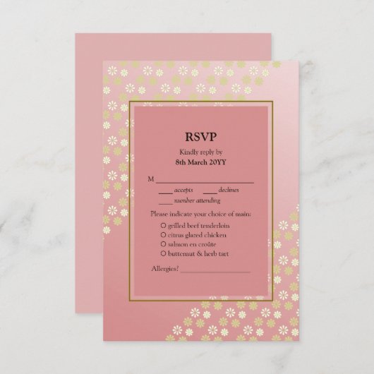 Florescent Dream Wedding RSVP with Menu Options (正面/裏面)