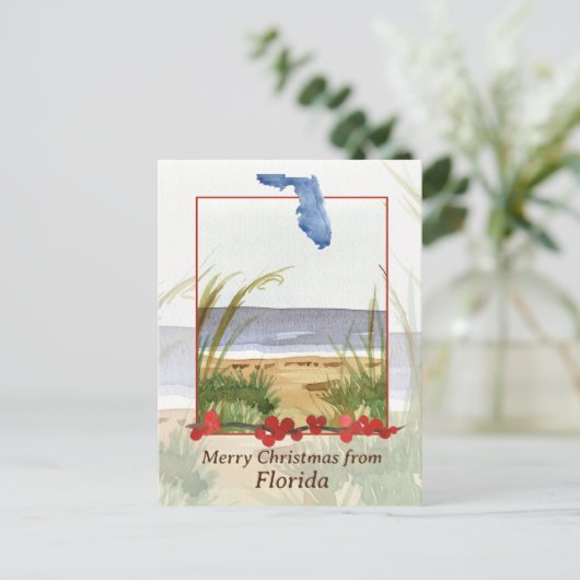 Floridaからメリークリスマス冬のビーチSeascape シーズンポストカード (スタンド正面)