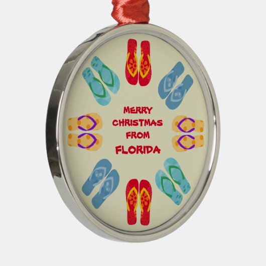 Floridaまたはあなたの州からのメリークリスマス メタルオーナメント (右)