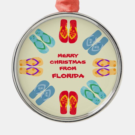 Floridaまたはあなたの州からのメリークリスマス メタルオーナメント (正面)