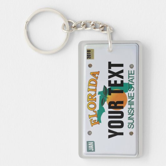 Floridaライセンスプレート(カスタマイズ可能) キーホルダー (正面)