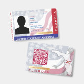FLORIDA – 子IDカード – USAフラグの背景 バッジ (Front & Back)