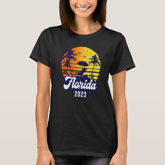 Florida 2023 Sunset Beach Retro Premium Tシャツ (正面)