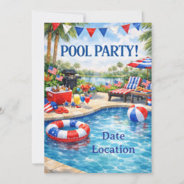 Florida 4th of July Pool Party Invitation 招待状