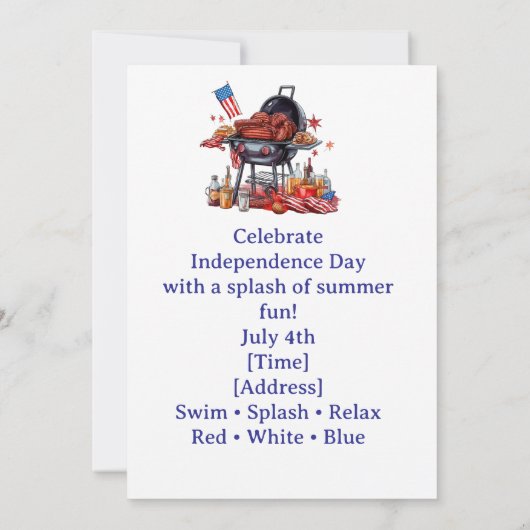Florida 4th of July Pool Party Invitation 招待状 (裏面)