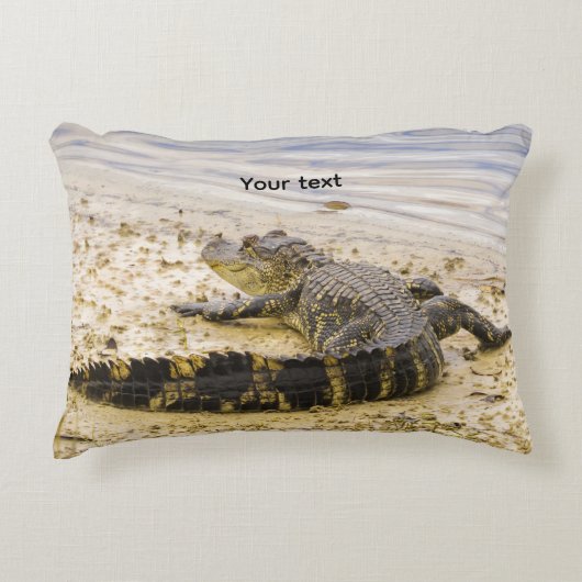 Florida Alligator from back view photography  アクセントクッション (正面)