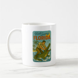Florida Alligator Wrestling | Funny Retro Coastal コーヒーマグカップ