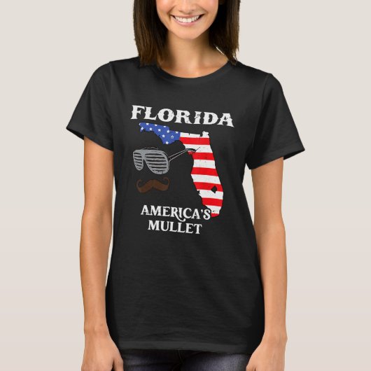 Florida America Mullet Flag 4th July Independence  Tシャツ (正面)