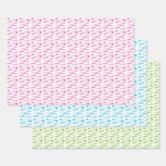 Florida Animal Toile Wrapping Paper  ラッピングペーパーシート (セット)