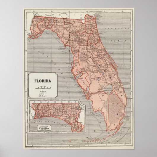 Florida Atlas Map ポスター (正面)