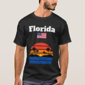 Florida beach souvenir palm trees ocean sunset US  Tシャツ (正面)