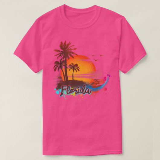 Florida Beach Summer Palm Trees Sunset Premium T-S Tシャツ (デザイン正面)