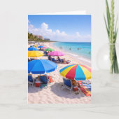 Florida Beach Umbrellas Greeting Card カード (正面)