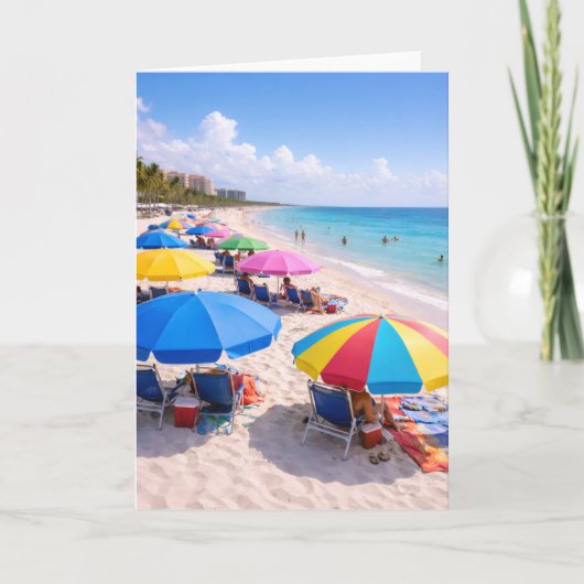 Florida Beach Umbrellas Greeting Card カード (正面)