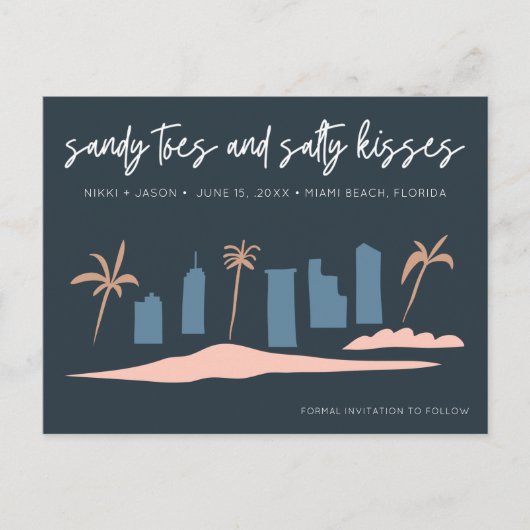 Florida Beach Wedding Save the Date 案内ポストカード (正面)