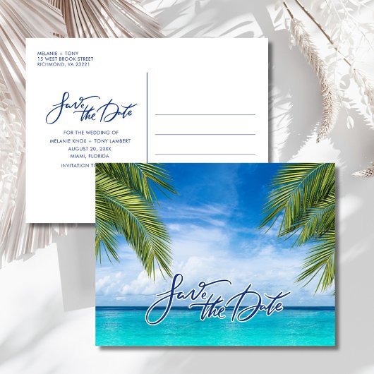 Florida Beach Wedding Save the Date  案内ポストカード