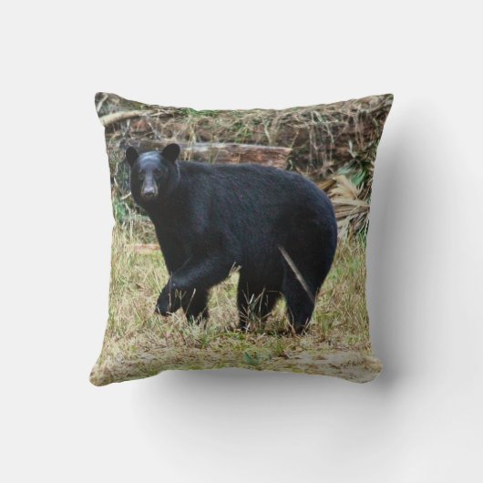 Florida Black Bear Throw Pillow クッション (裏面)