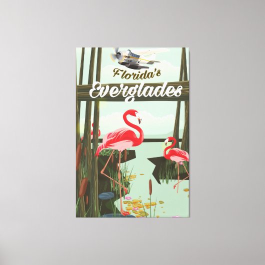 Florida Everglades漫画旅行ポスター キャンバスプリント (正面)