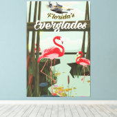 Florida Everglades漫画旅行ポスター キャンバスプリント (インサイチュ (ウッドフロア))