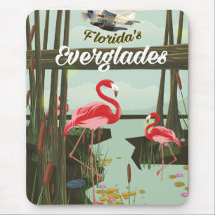 Florida Everglades漫画旅行ポスター マウスパッド