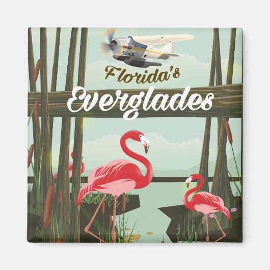 Florida Everglades漫画旅行ポスター マグネット (正面)