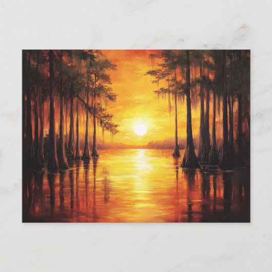Florida Everglades Sunset Landscape Painting ポストカード (正面)