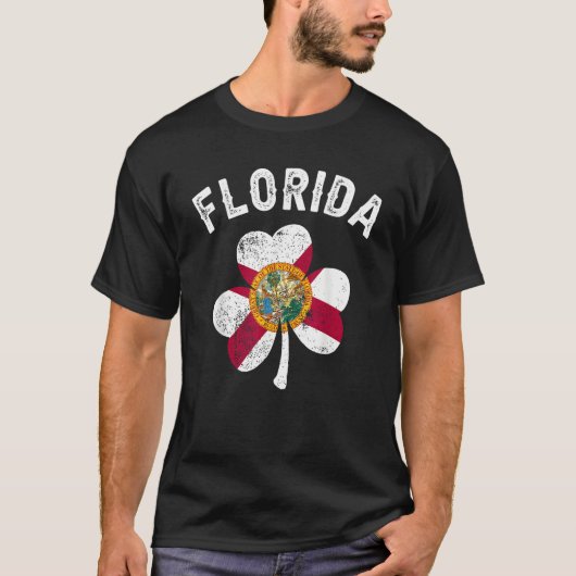 Florida Flag Irish Shamrock St Patricks Day Mens W Tシャツ (正面)