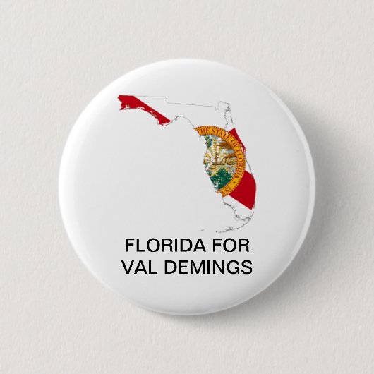 FLORIDA for VAL DEMINGS上院2022ボタン 缶バッジ (正面)