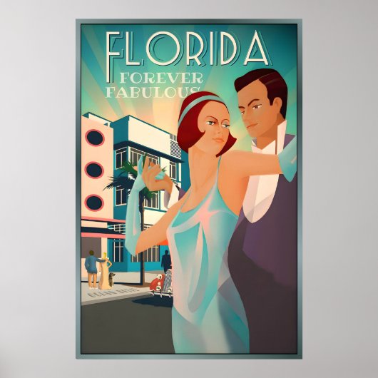 Florida Forever Fabulous Retro South Beach High ポスター (正面)