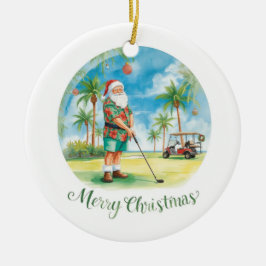 Florida Golfer Santa Golfing  Holiday  セラミックオーナメント