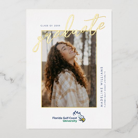 Florida Gulf Coast University Graduation 箔招待状 (正面)