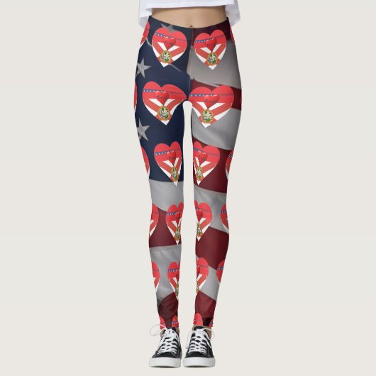 Florida Love Patriotic Flag Fun Leggings レギンス (正面)