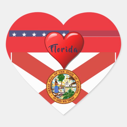 Florida Love Sunshine Sticker ハートシール (正面)