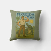 Florida Man Alligator Friend Funny Retro Coastal クッション (裏面)