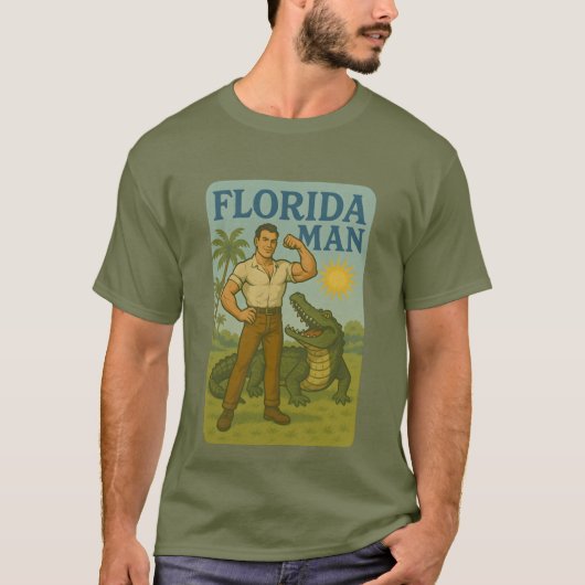 Florida Man Alligator Friend Funny Retro Coastal Tシャツ (正面)