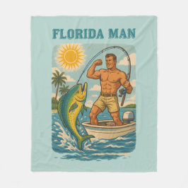 Florida Man -Coastal Fishing Boat- Retro Fisherman フリースブランケット